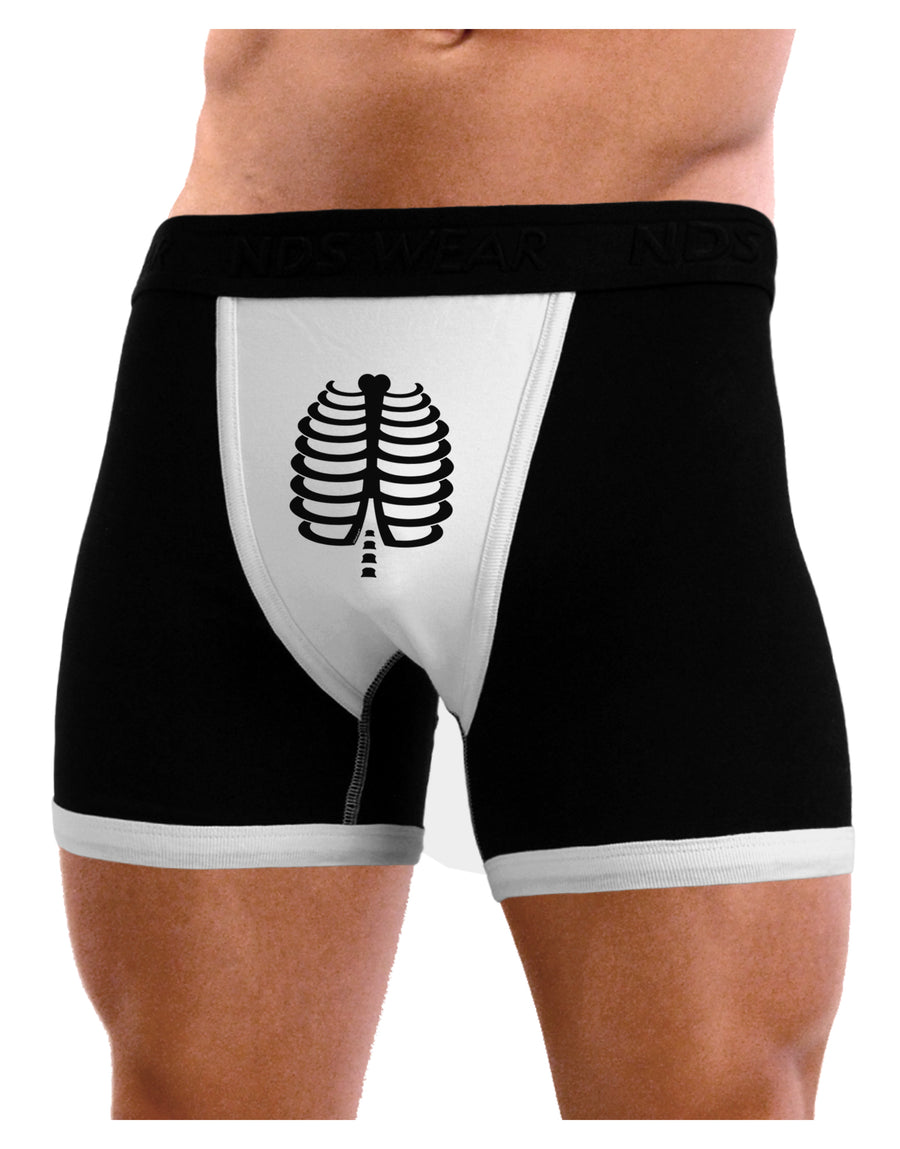 Black Skeleton Ribcage Halloween Mens NDS Wear Boxer Brief Underwear-Boxer Briefs-NDS Wear-Black-with-White-Small-Davson Sales