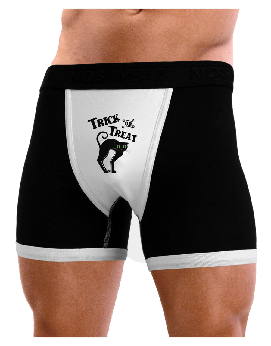 Trick or Treat Cute Black Cat Halloween Mens NDS Wear Boxer Brief Underwear-Boxer Briefs-NDS Wear-Black-with-White-Small-Davson Sales