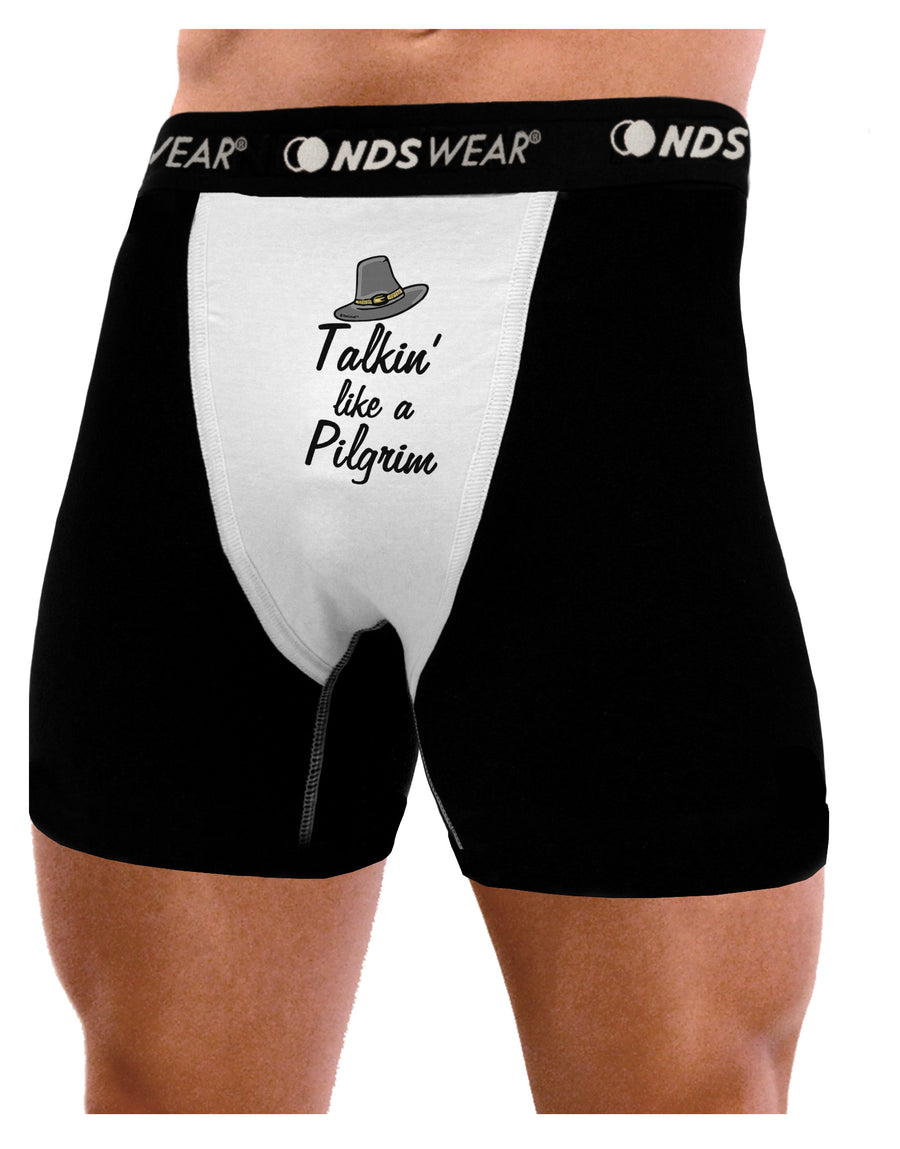 Talkin Like a Pilgrim Mens NDS Wear Boxer Brief Underwear-Boxer Briefs-NDS Wear-Black-with-White-Small-Davson Sales