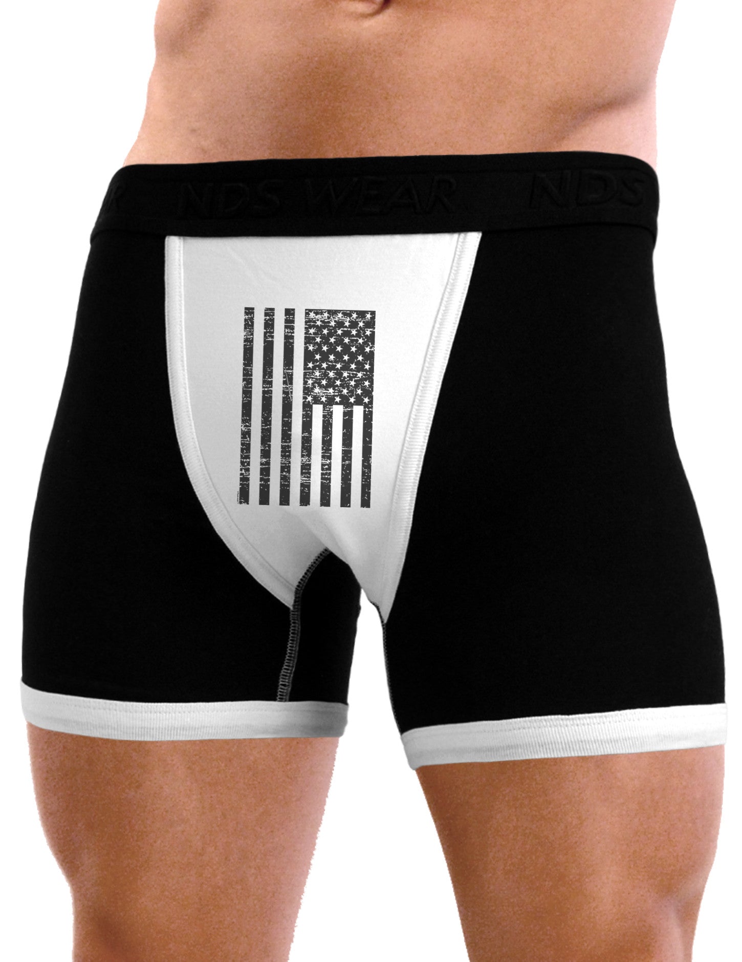 Vintage Black and White USA Flag Mens NDS Wear Boxer Brief