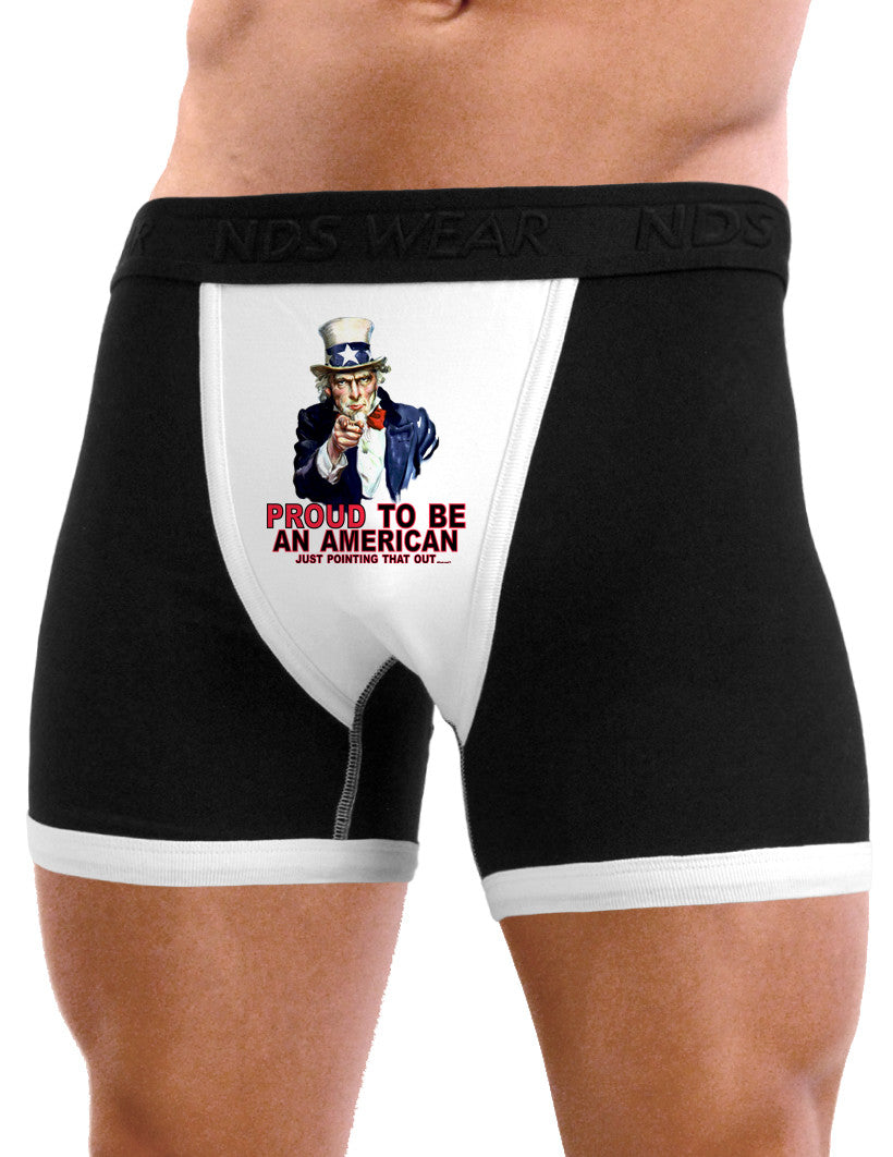 Uncle Sam Proud to be an American Mens NDS Wear Boxer Brief Underwear-Boxer Briefs-NDS Wear-Black-with-White-Small-Davson Sales