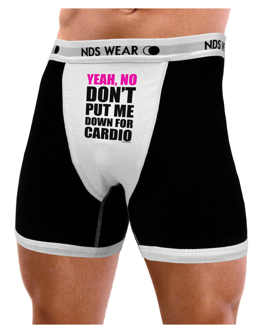 TooLoud Yeah No Don't Put Me Down For Cardio Mens NDS Wear Boxer Brief Underwear-Boxer Briefs-NDS Wear-Black-with-White-Small-Davson Sales