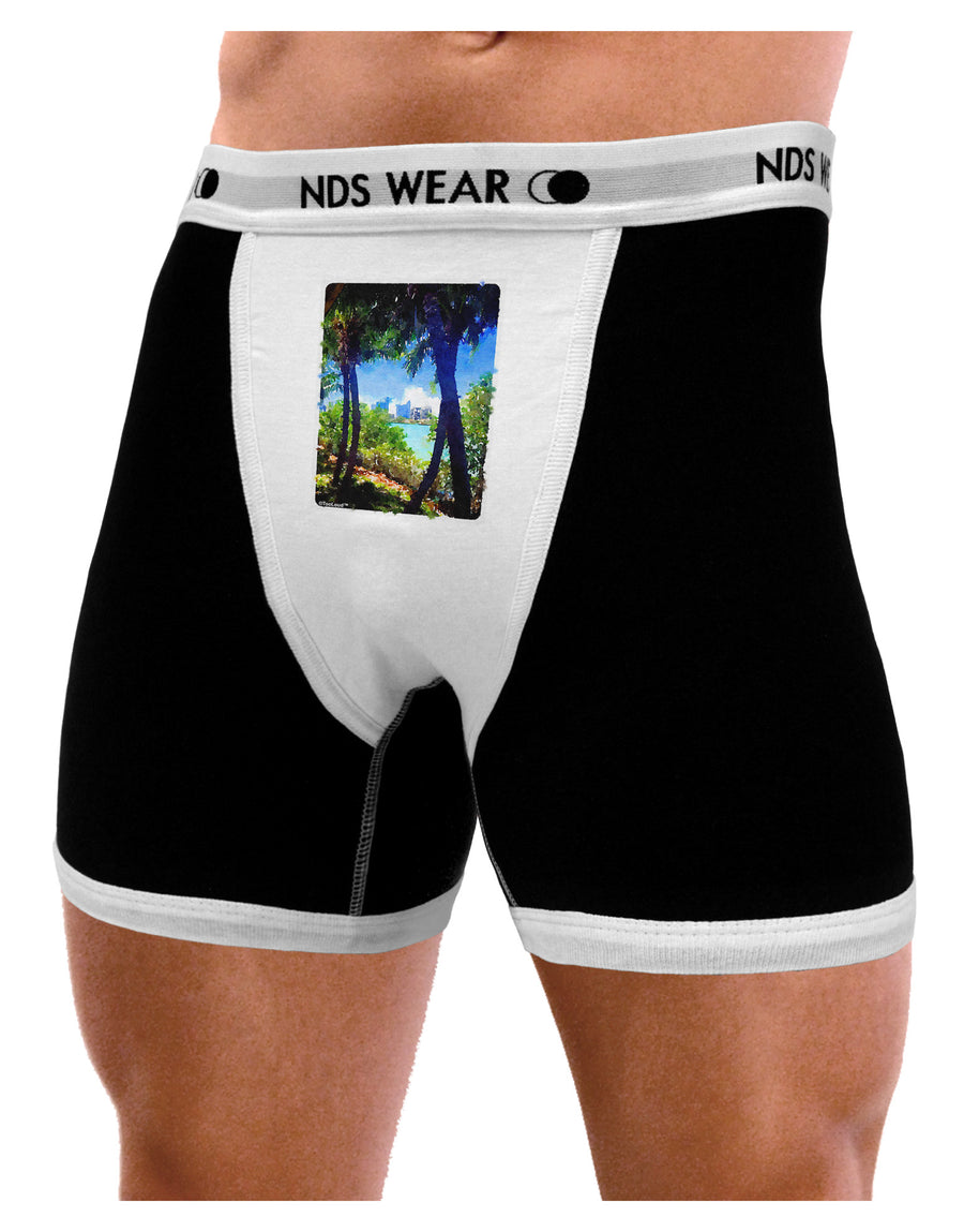 TooLoud Tropical Skyline Mens NDS Wear Boxer Brief Underwear-Boxer Briefs-NDS Wear-Black-with-White-Small-Davson Sales