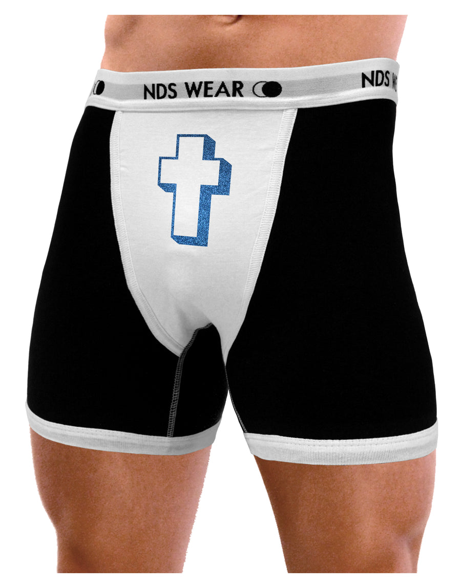 Simple Cross Design Glitter - Blue Mens NDS Wear Boxer Brief Underwear by TooLoud-Boxer Briefs-NDS Wear-Black-with-White-Small-Davson Sales