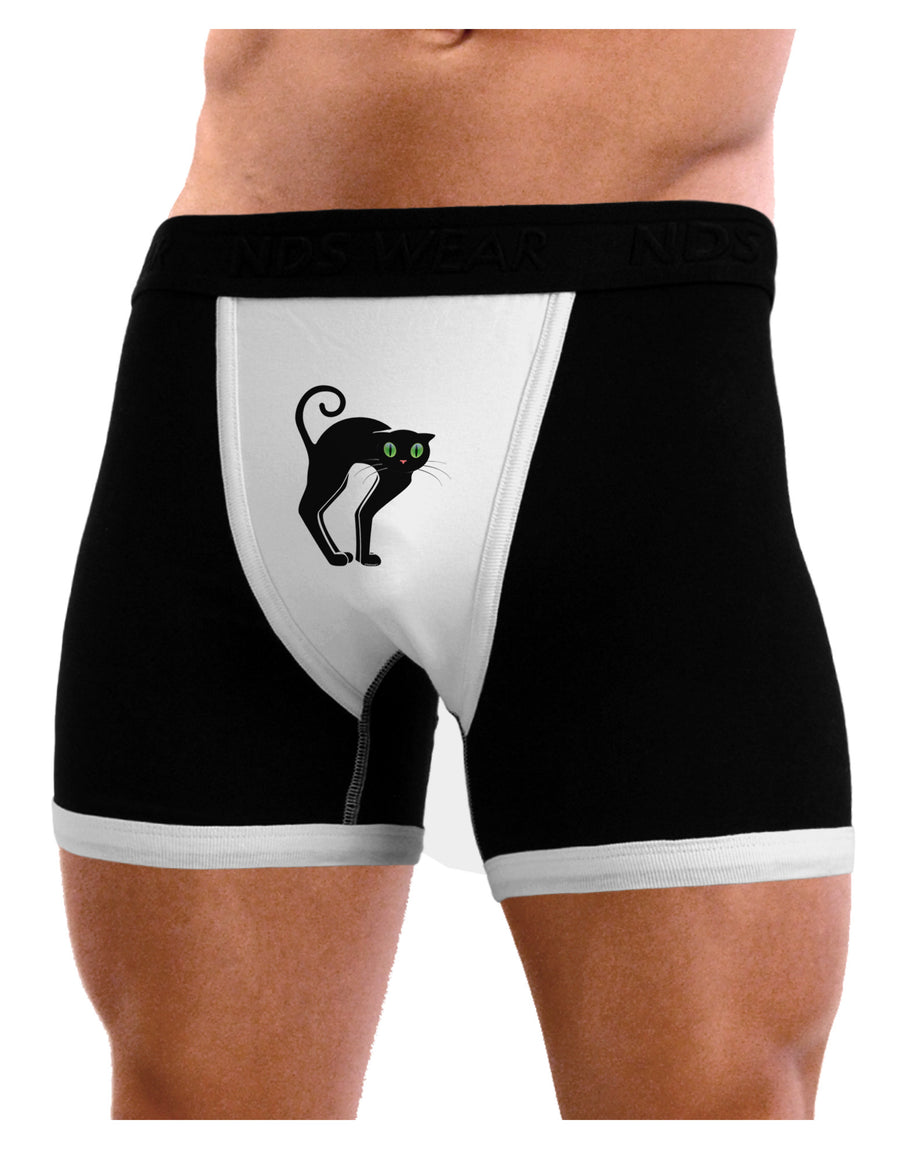 Cute Arched Black Cat Halloween Mens NDS Wear Boxer Brief Underwear-Boxer Briefs-NDS Wear-Black-with-White-Small-Davson Sales