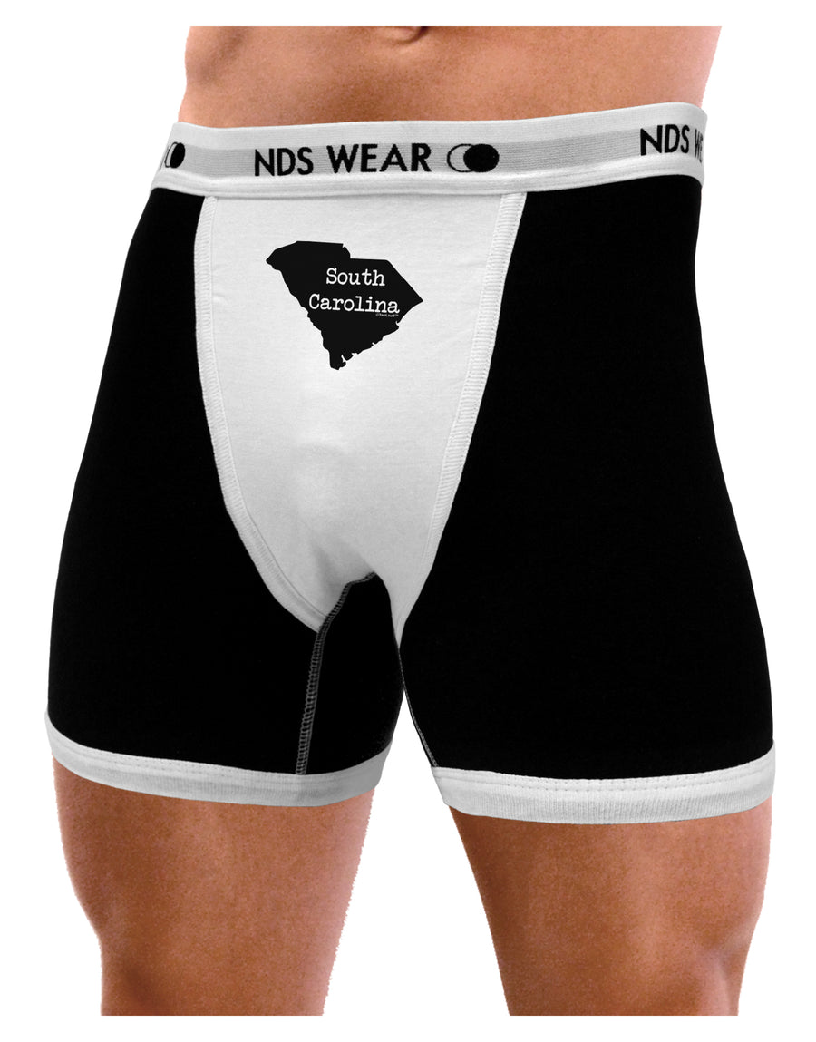 South Carolina - United States Shape Mens NDS Wear Boxer Brief Underwear by TooLoud-Boxer Briefs-NDS Wear-Black-with-White-Small-Davson Sales