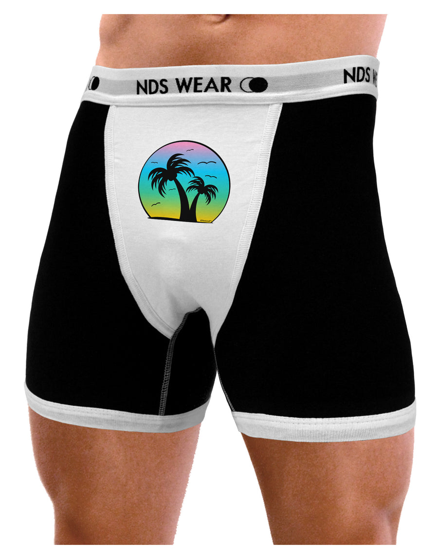 Palm Trees Silhouette - Beach Sunset Design Mens NDS Wear Boxer Brief Underwear-Boxer Briefs-NDS Wear-Black-with-White-Small-Davson Sales