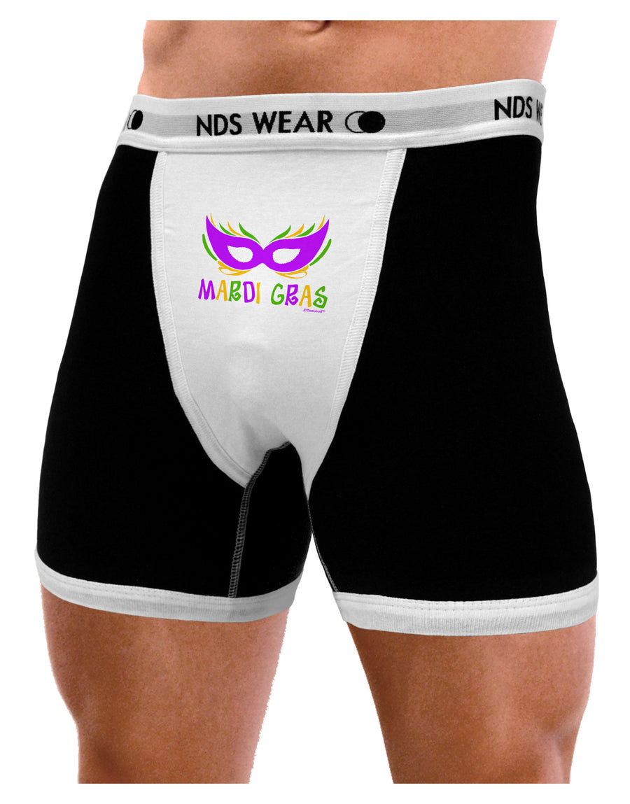 Mardi Gras - Purple Gold Green Mask Mens NDS Wear Boxer Brief Underwear by TooLoud-Boxer Briefs-TooLoud-Black-with-White-Small-Davson Sales