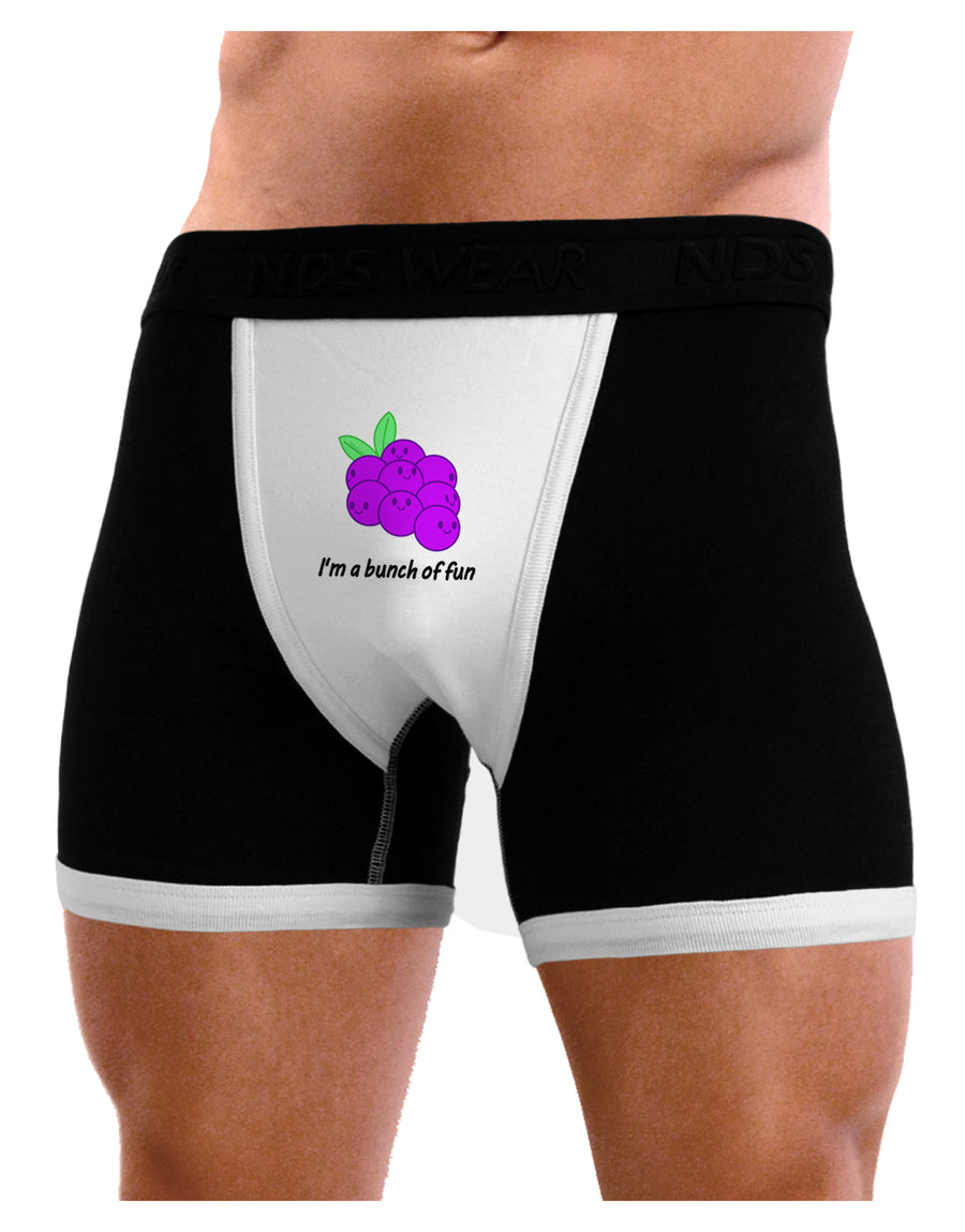 Grapes - I'm a Bunch of Fun Mens NDS Wear Boxer Brief Underwear-Boxer Briefs-NDS Wear-Black-with-White-Small-Davson Sales