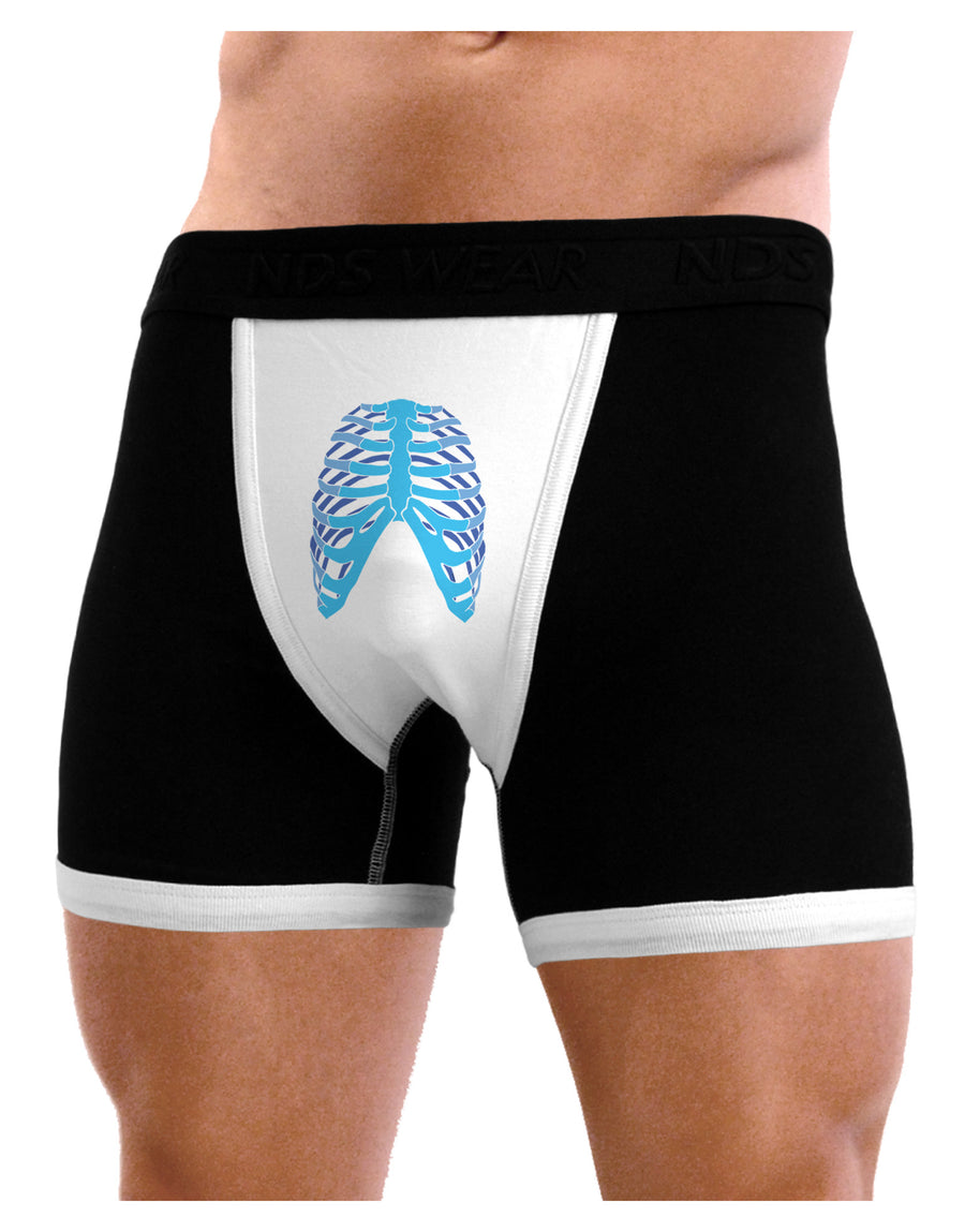 Human Blue Skeleton Bones Ribcage Mens NDS Wear Boxer Brief Underwear-Boxer Briefs-NDS Wear-Black-with-White-Small-Davson Sales