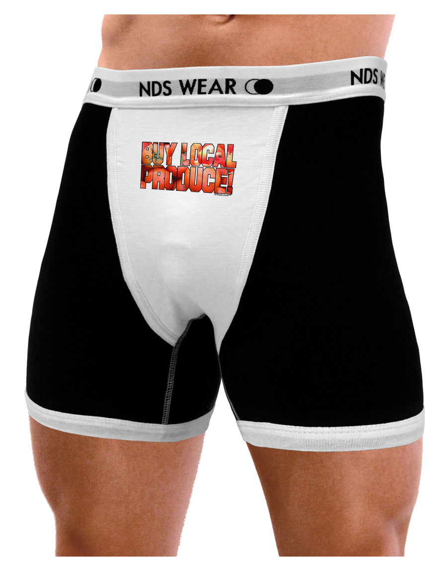 Buy Local Produce Tomatoes Text Mens NDS Wear Boxer Brief Underwear-Boxer Briefs-NDS Wear-Black-with-White-Small-Davson Sales