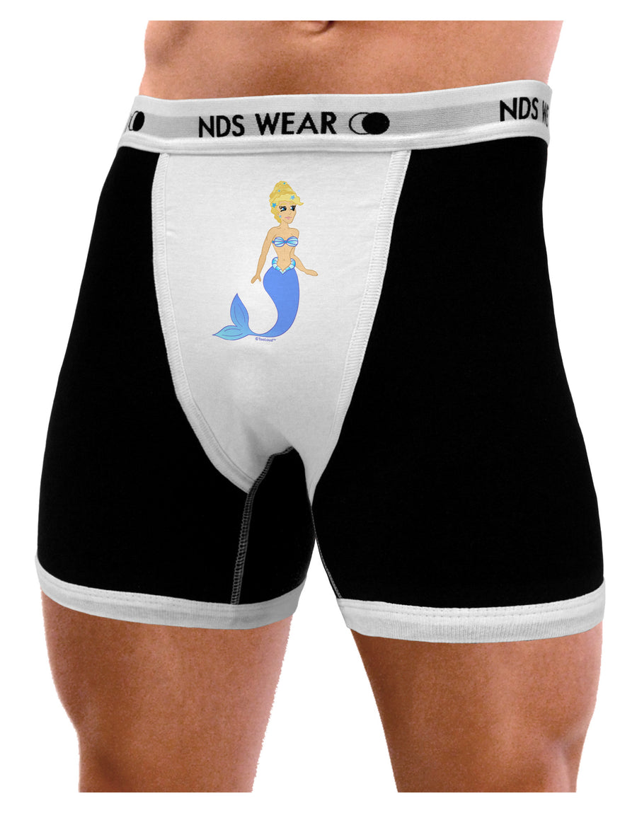 Mermaid Design - Blue Mens NDS Wear Boxer Brief Underwear-Boxer Briefs-NDS Wear-Black-with-White-Small-Davson Sales