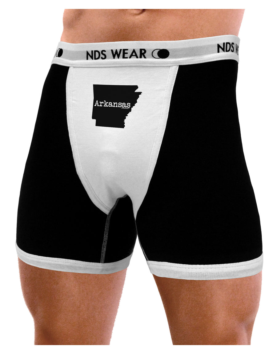 Arkansas - United States Shape Mens NDS Wear Boxer Brief Underwear by TooLoud-Boxer Briefs-NDS Wear-Black-with-White-Small-Davson Sales