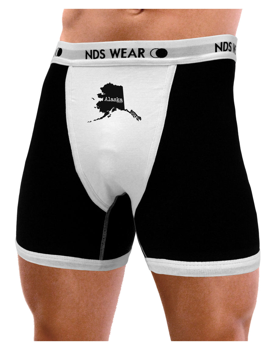 Alaska - United States Shape Mens NDS Wear Boxer Brief Underwear by TooLoud-Boxer Briefs-NDS Wear-Black-with-White-Small-Davson Sales