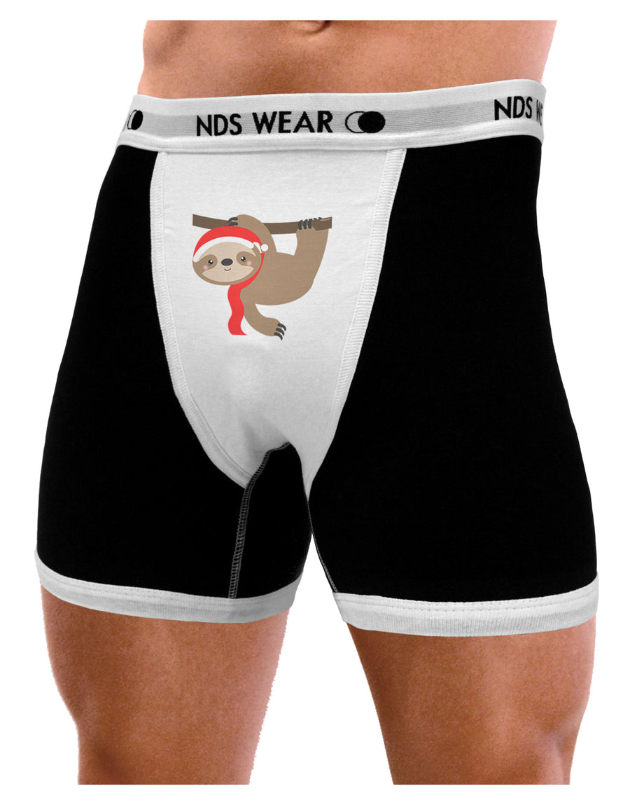 Cute Christmas Sloth with Santa Hat Mens NDS Wear Boxer Brief Underwear-Boxer Briefs-NDS Wear-Black-with-White-Small-Davson Sales