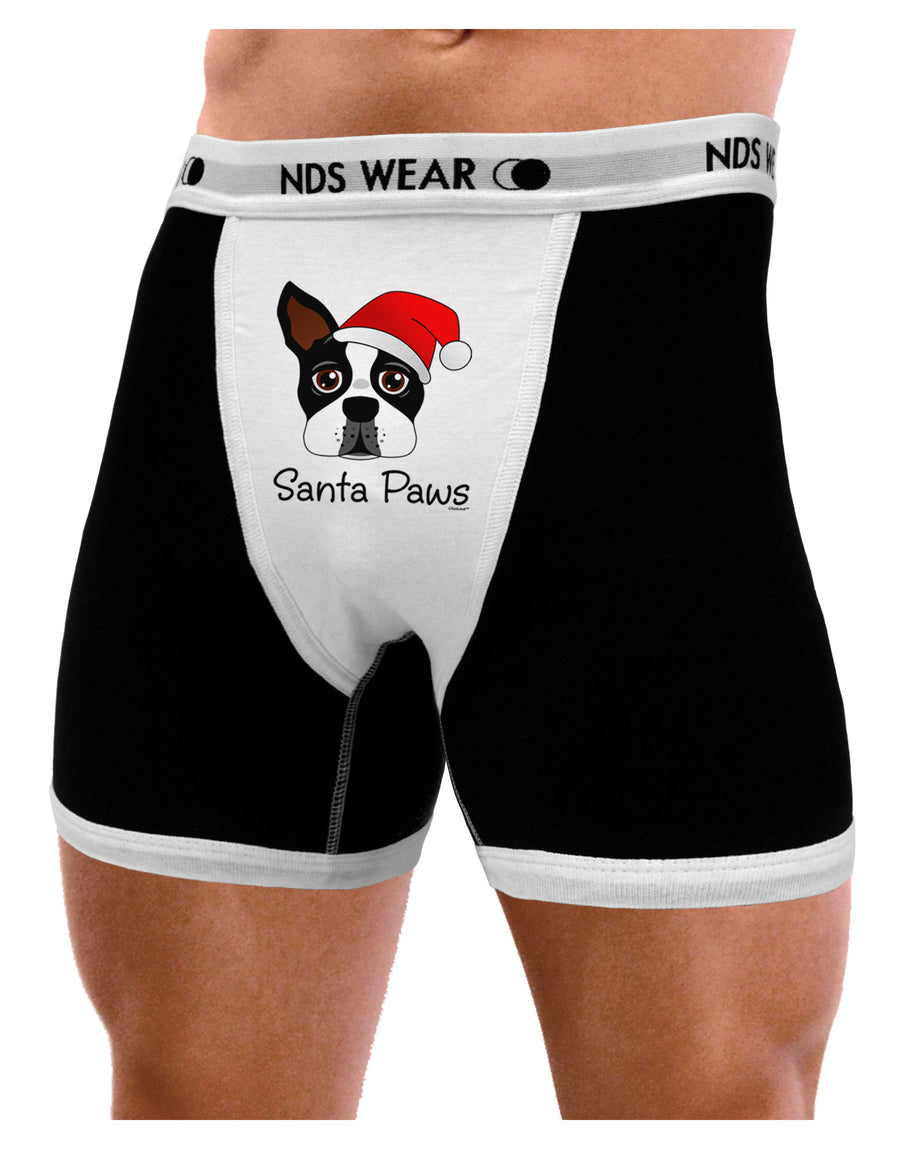 Santa Paws Christmas Dog Mens NDS Wear Boxer Brief Underwear-Boxer Briefs-NDS Wear-Black-with-White-Small-Davson Sales