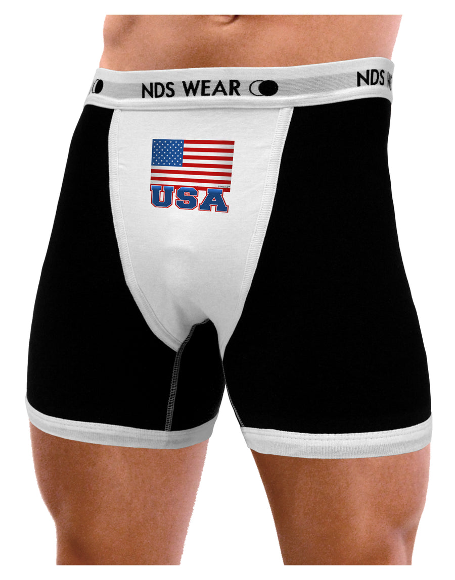 USA Flag Mens NDS Wear Boxer Brief Underwear by TooLoud-Boxer Briefs-NDS Wear-Black-with-White-Small-Davson Sales