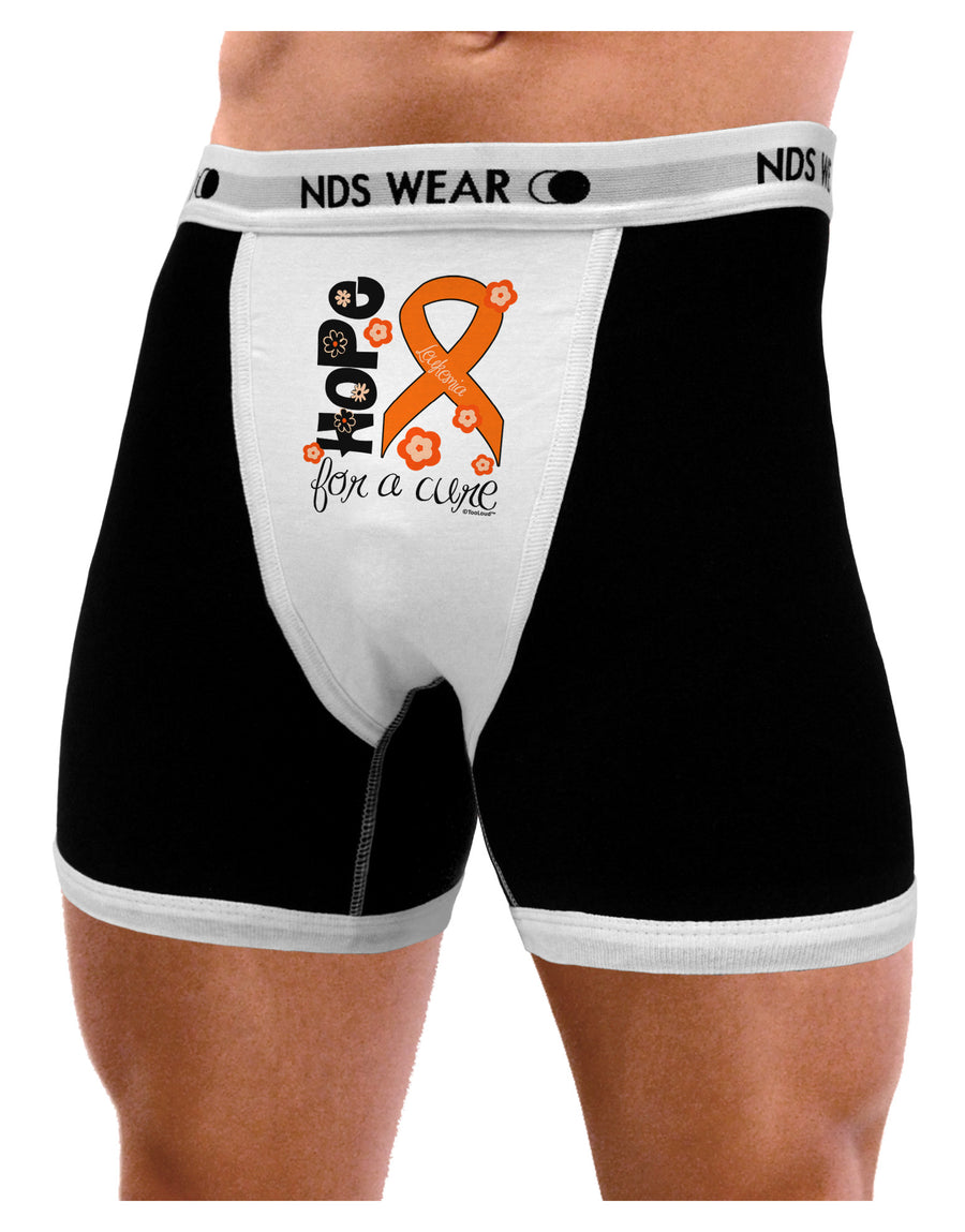 Hope for a Cure - Orange Ribbon Leukemia - Flowers Mens NDS Wear Boxer Brief Underwear-Boxer Briefs-NDS Wear-Black-with-White-Small-Davson Sales