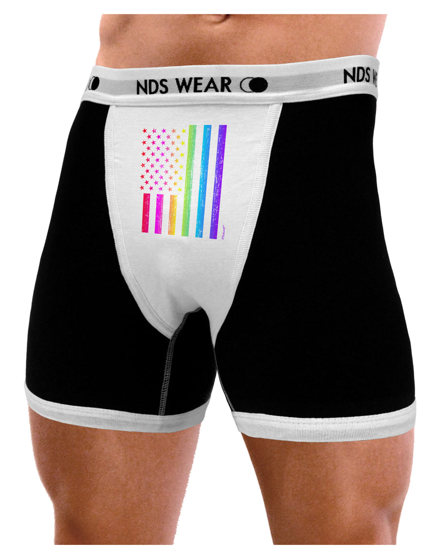 American Pride - Rainbow Flag Mens NDS Wear Boxer Brief Underwear-Boxer Briefs-NDS Wear-Black-with-White-Small-Davson Sales