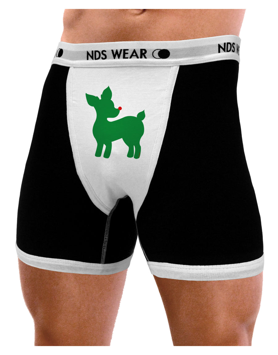 Cute Red and Green Rudolph - Christmas Mens NDS Wear Boxer Brief Underwear by TooLoud-Boxer Briefs-NDS Wear-Black-with-White-Small-Davson Sales