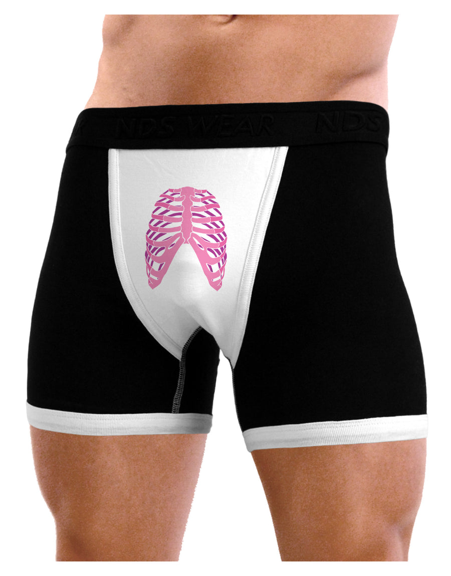 Human Pink Skeleton Bones Ribcage Mens NDS Wear Boxer Brief Underwear-Boxer Briefs-NDS Wear-Black-with-White-Small-Davson Sales