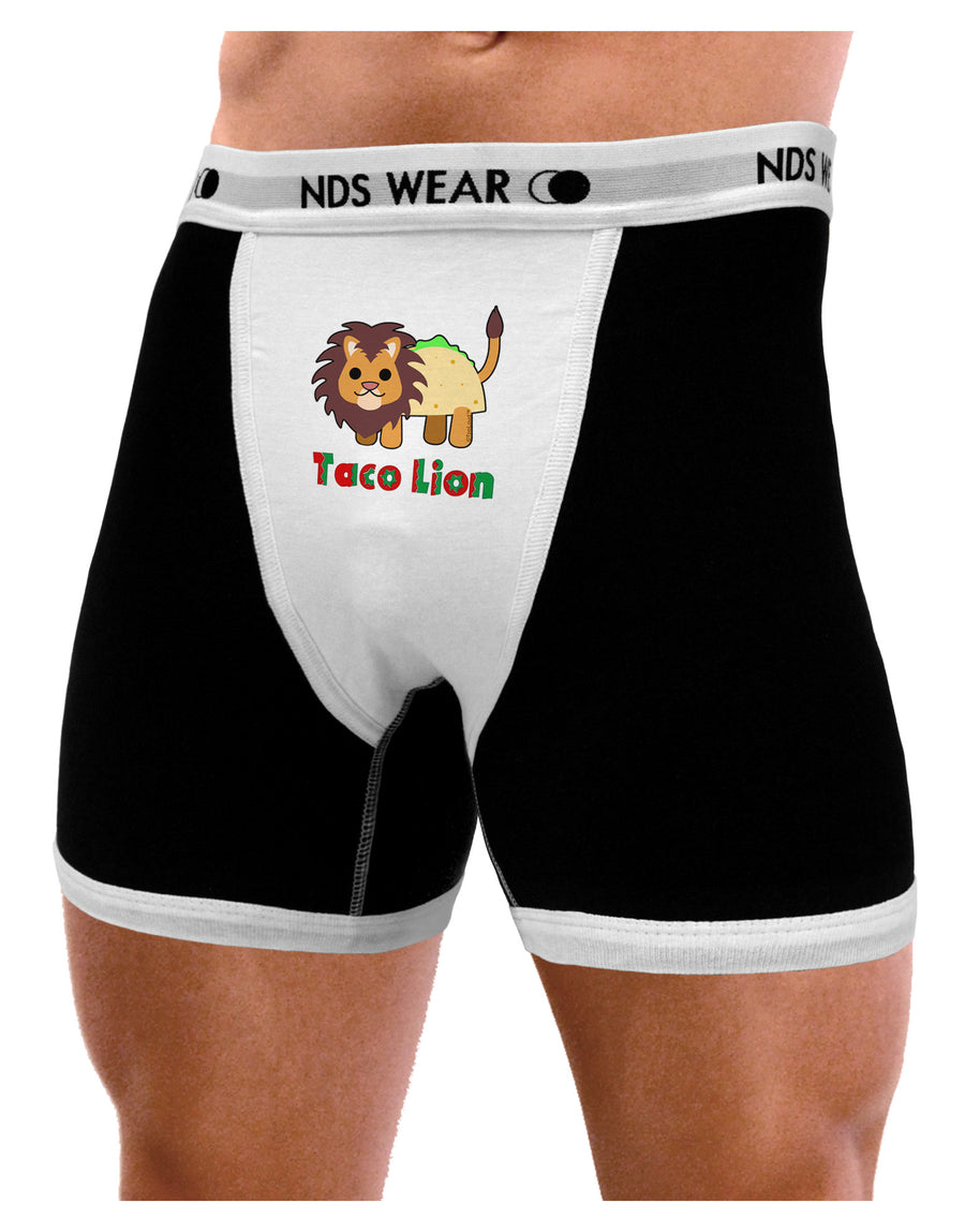 Cute Taco Lion Text Mens NDS Wear Boxer Brief Underwear-Boxer Briefs-NDS Wear-Black-with-White-Small-Davson Sales