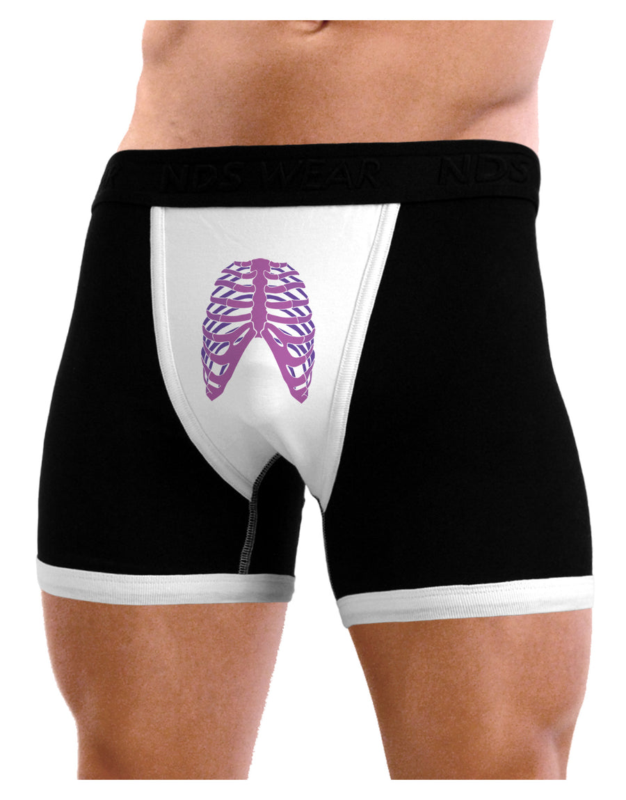 Human Purple Skeleton Bones Ribcage Mens NDS Wear Boxer Brief Underwear-Boxer Briefs-NDS Wear-Black-with-White-Small-Davson Sales