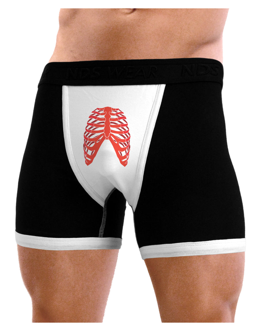 Human Red Skeleton Bones Ribcage Mens NDS Wear Boxer Brief Underwear-Boxer Briefs-NDS Wear-Black-with-White-Small-Davson Sales