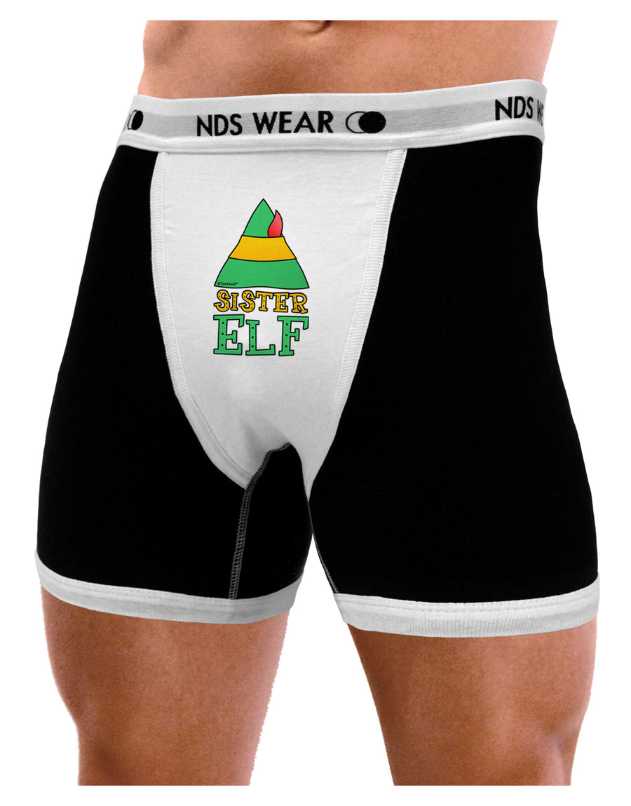 Matching Christmas Design - Elf Family - Sister Elf Mens NDS Wear Boxer Brief Underwear-Boxer Briefs-NDS Wear-Black-with-White-Small-Davson Sales