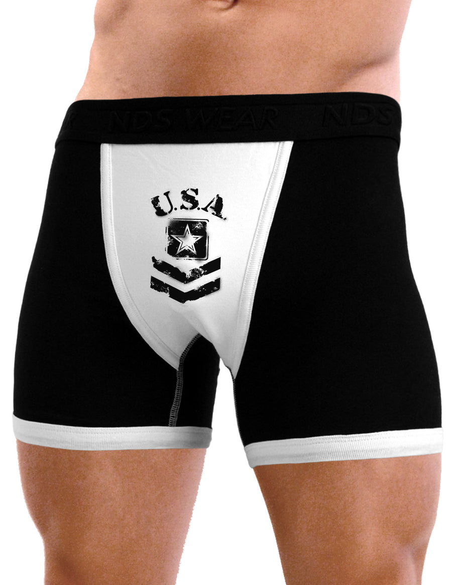 USA Military Army Stencil Logo Mens NDS Wear Boxer Brief Underwear-Boxer Briefs-NDS Wear-Black-with-White-Small-Davson Sales