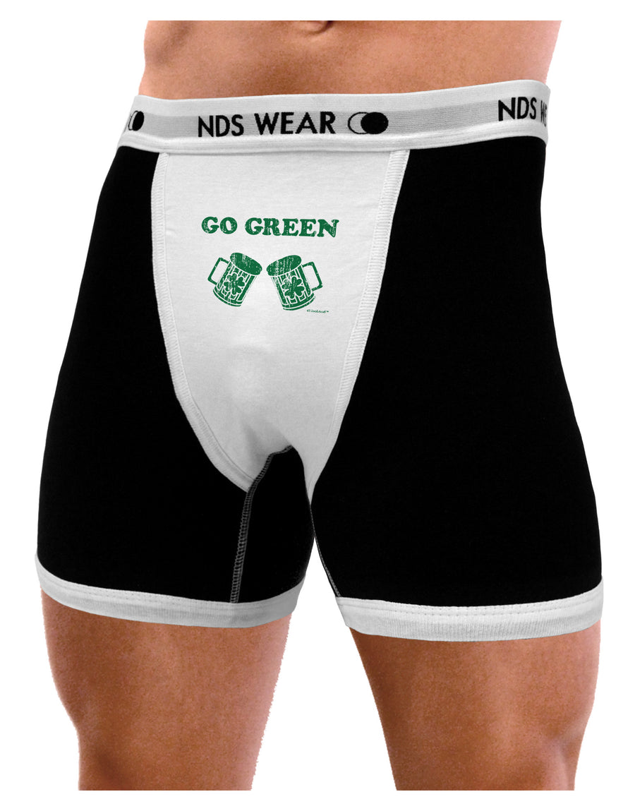 Go Green - St. Patrick's Day Green Beer Mens NDS Wear Boxer Brief Underwear by TooLoud-Boxer Briefs-TooLoud-Black-with-White-Small-Davson Sales