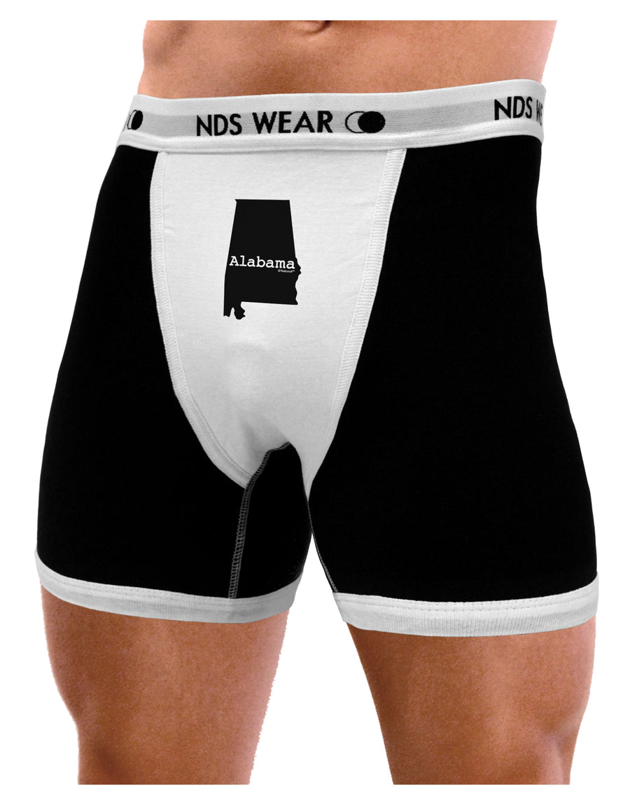 Alabama - United States Shape Mens NDS Wear Boxer Brief Underwear by TooLoud-Boxer Briefs-NDS Wear-Black-with-White-Small-Davson Sales