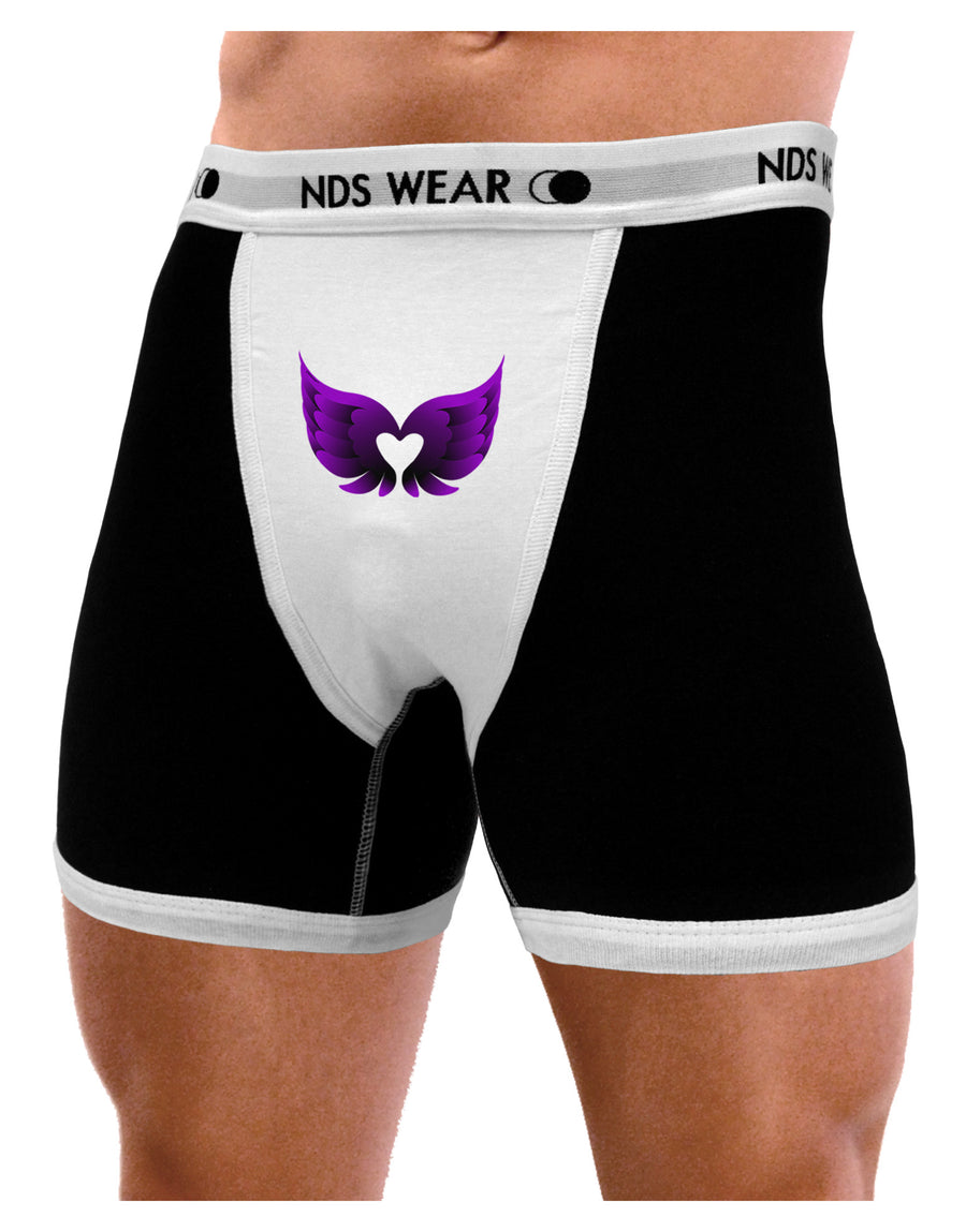 Cute Dark Angel Wings Black and Purple Heart Mens NDS Wear Boxer Brief Underwear-Boxer Briefs-NDS Wear-Black-with-White-Small-Davson Sales