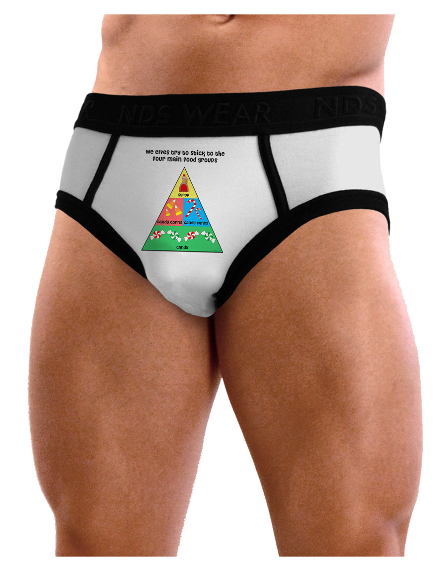 Main Food Groups of an Elf - Christmas Mens NDS Wear Briefs Underwear-Mens Briefs-NDS Wear-White-Small-Davson Sales