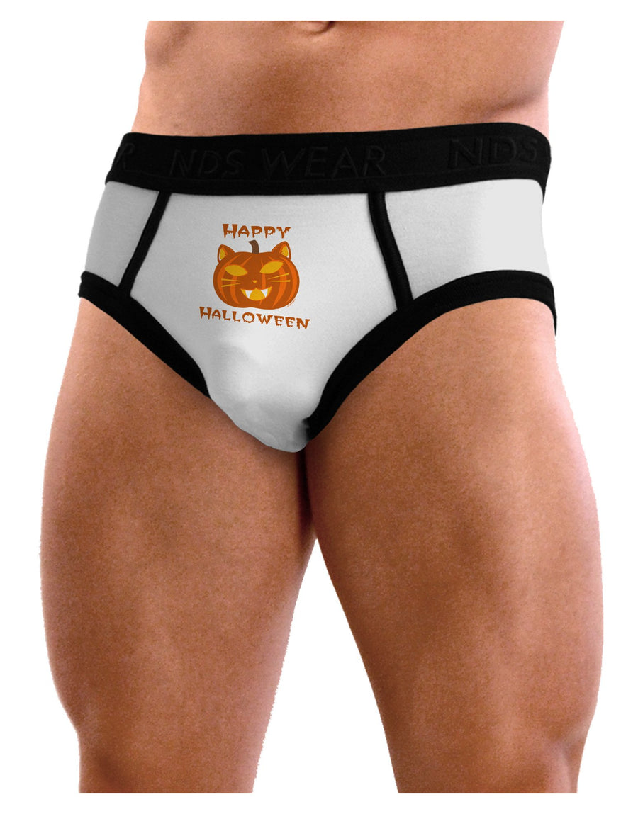 Cat-O-Lantern With Text Mens NDS Wear Briefs Underwear-Mens Briefs-NDS Wear-White-XXX-Large-Davson Sales