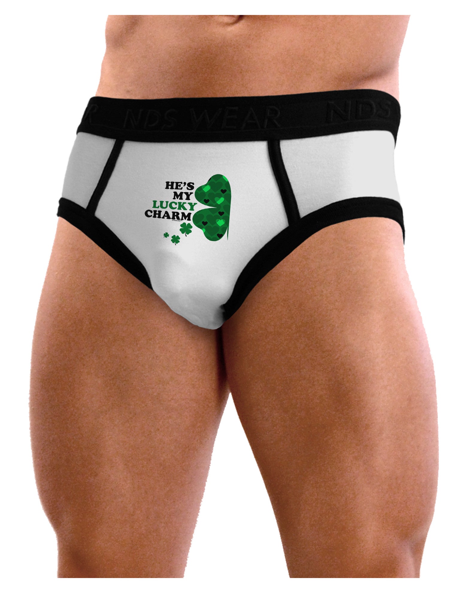 He's My Lucky Charm - Left Mens NDS Wear Briefs Underwear-Mens Briefs-NDS Wear-White-Small-Davson Sales