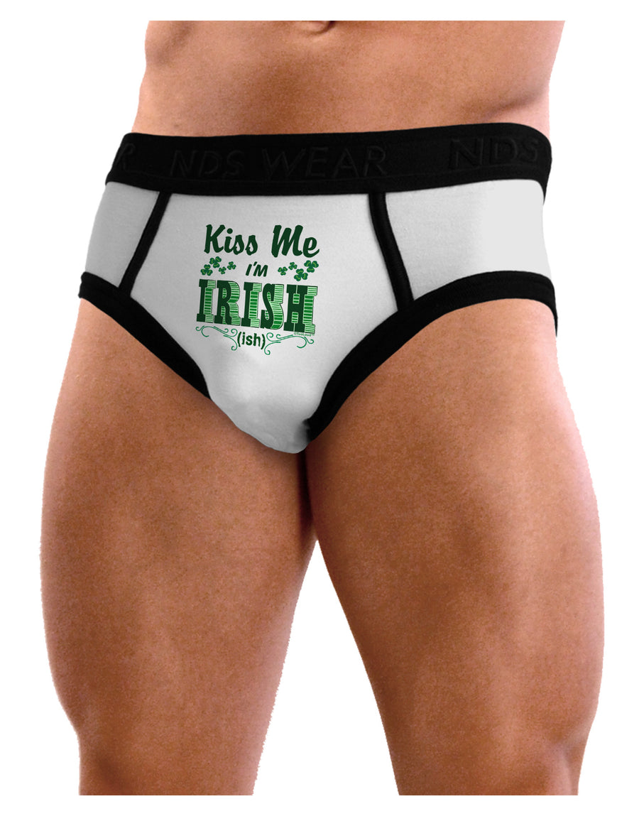 Kiss Me I'm Irish-ish Mens NDS Wear Briefs Underwear-Mens Briefs-NDS Wear-White-Small-Davson Sales