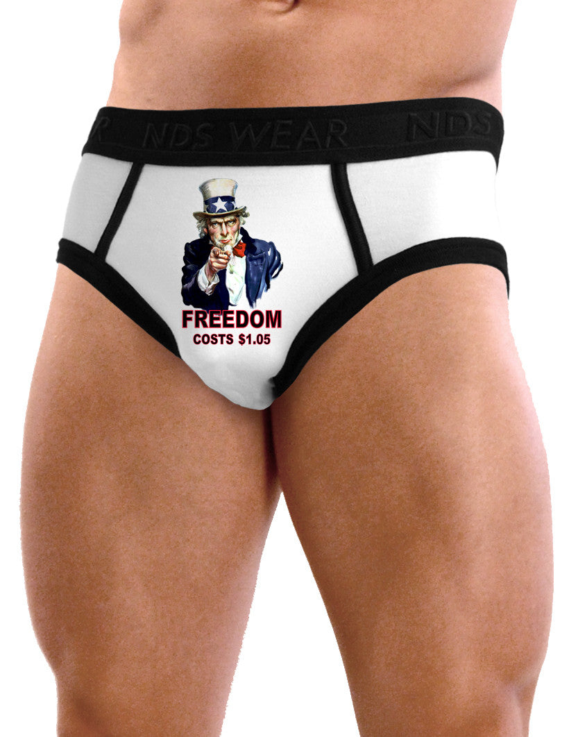 Uncle Sam Freedom Costs a Buck O Five Mens NDS Wear Briefs Underwear-Mens Briefs-NDS Wear-White-Small-Davson Sales