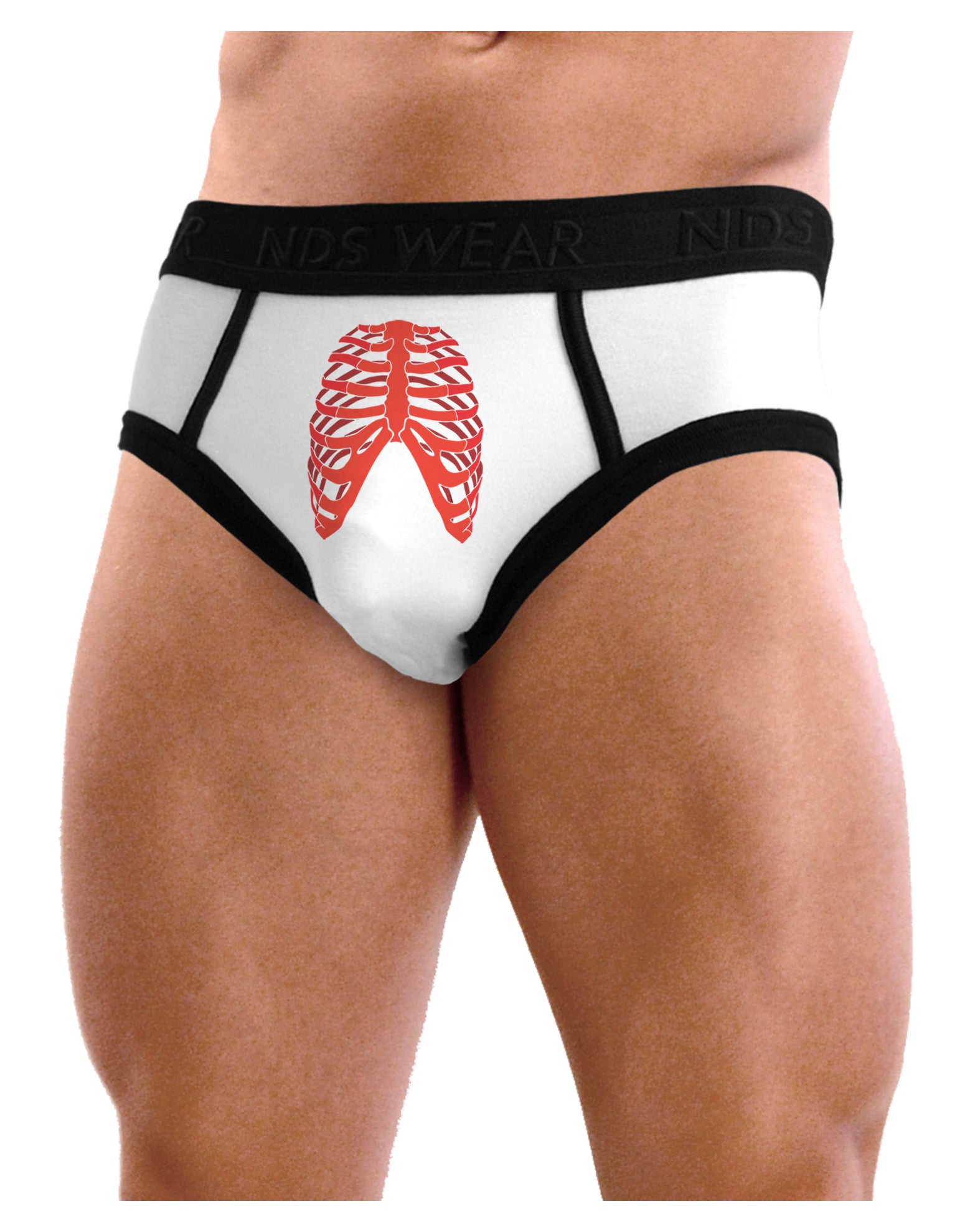 Human Red Skeleton Bones Ribcage Mens NDS Wear Briefs Underwear-Mens Briefs-NDS Wear-White-Small-Davson Sales