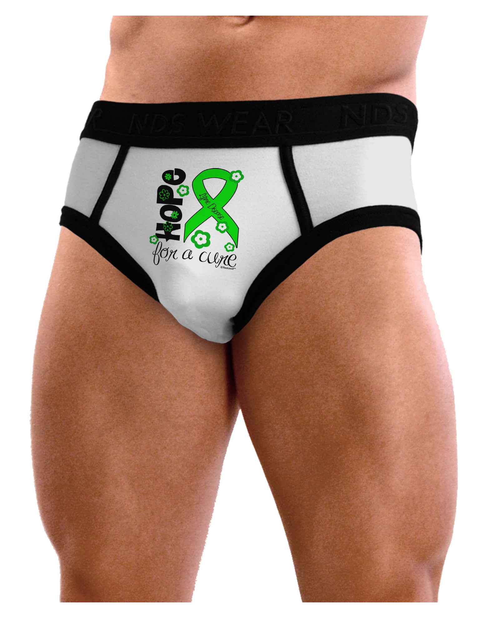 Hope for a Cure - Lime Green Ribbon Lyme Disease - Flowers Mens NDS Wear Briefs Underwear-Mens Briefs-NDS Wear-White-Small-Davson Sales