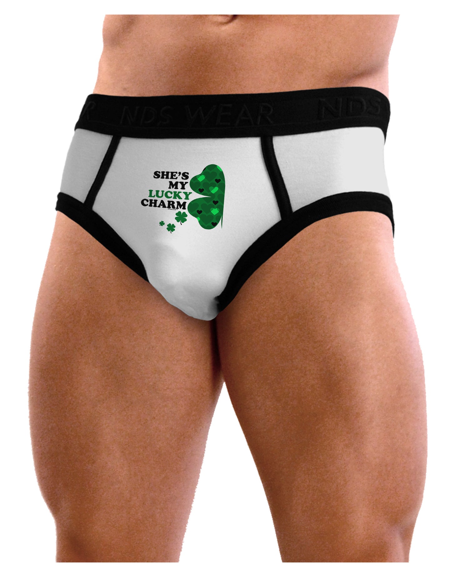 She's My Lucky Charm - Left Mens NDS Wear Briefs Underwear-Mens Briefs-NDS Wear-White-Small-Davson Sales