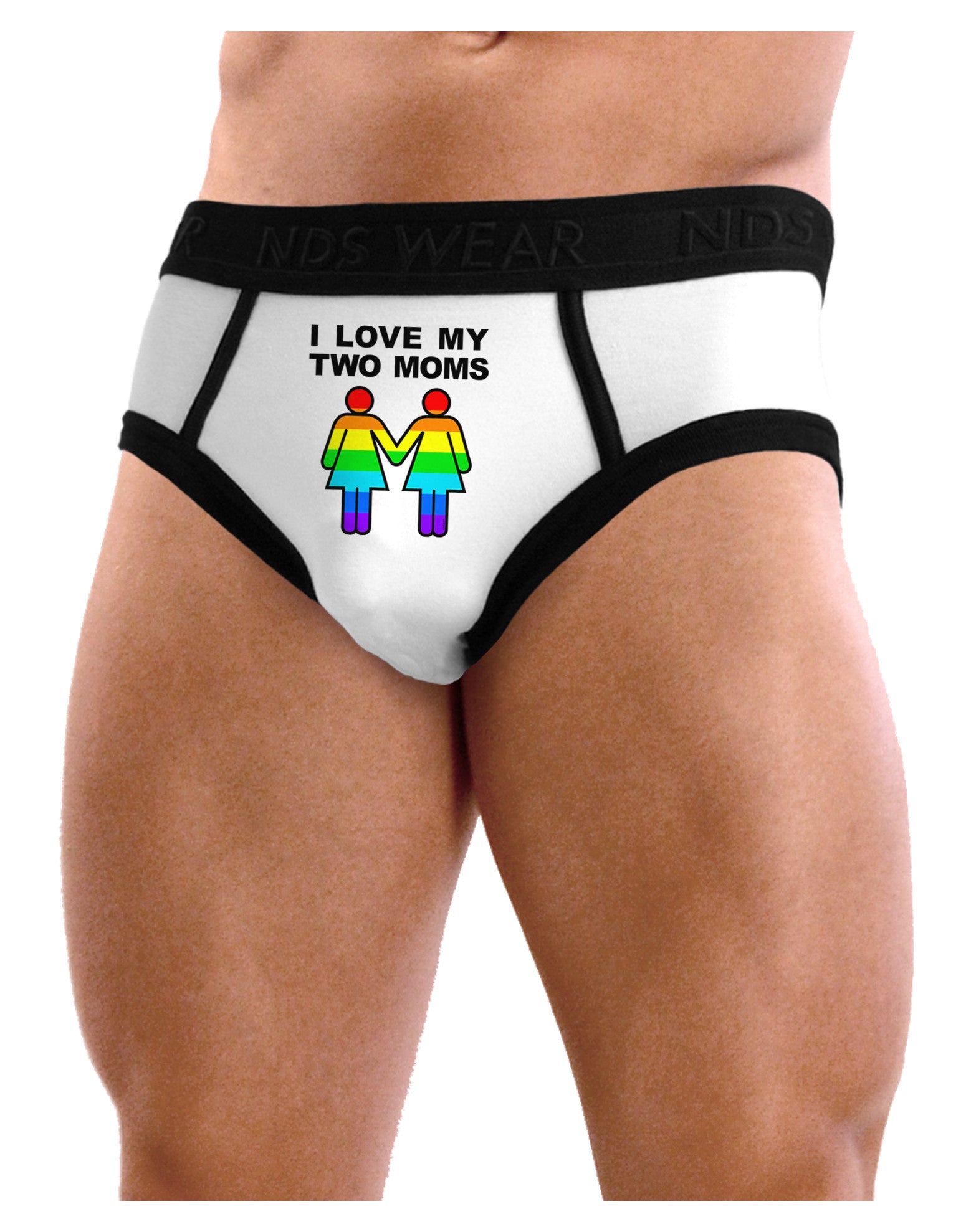 I Love My Two Moms LGBT Mens NDS Wear Briefs Underwear-Mens Briefs-NDS Wear-White-Small-Davson Sales