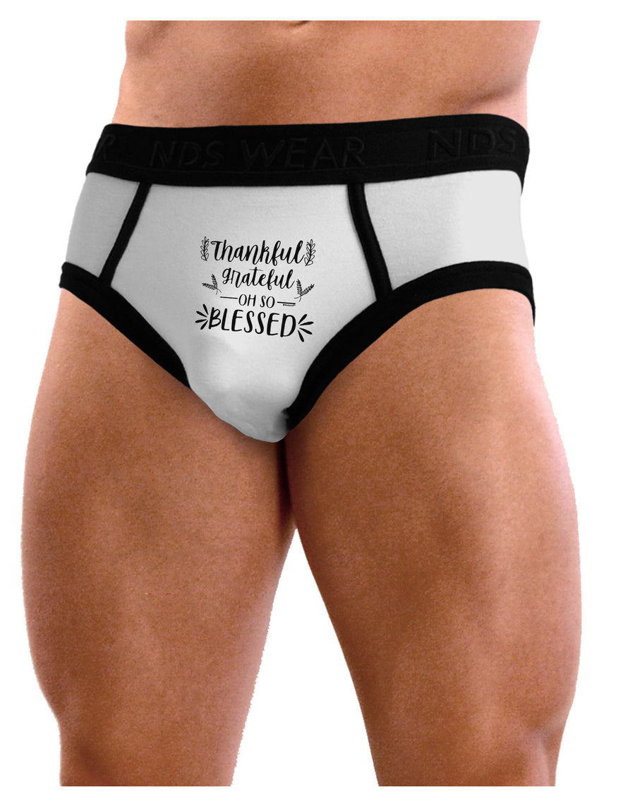 Thankful grateful oh so blessed Mens NDS Wear Briefs Underwear-Mens Briefs-NDS Wear-White-with-Black-Small-Davson Sales