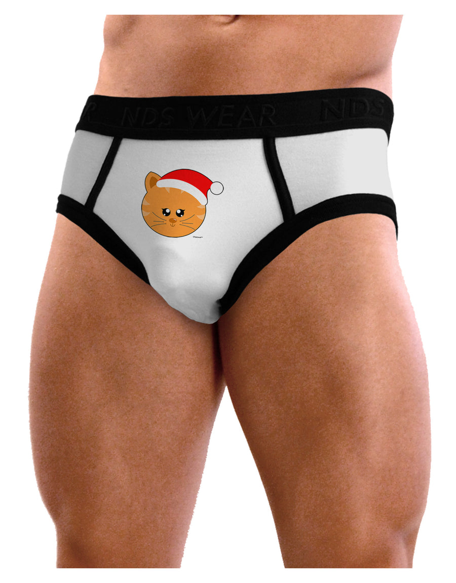 Cute Christmas Cat Santa Hat Mens NDS Wear Briefs Underwear-Mens Briefs-NDS Wear-White-Small-Davson Sales