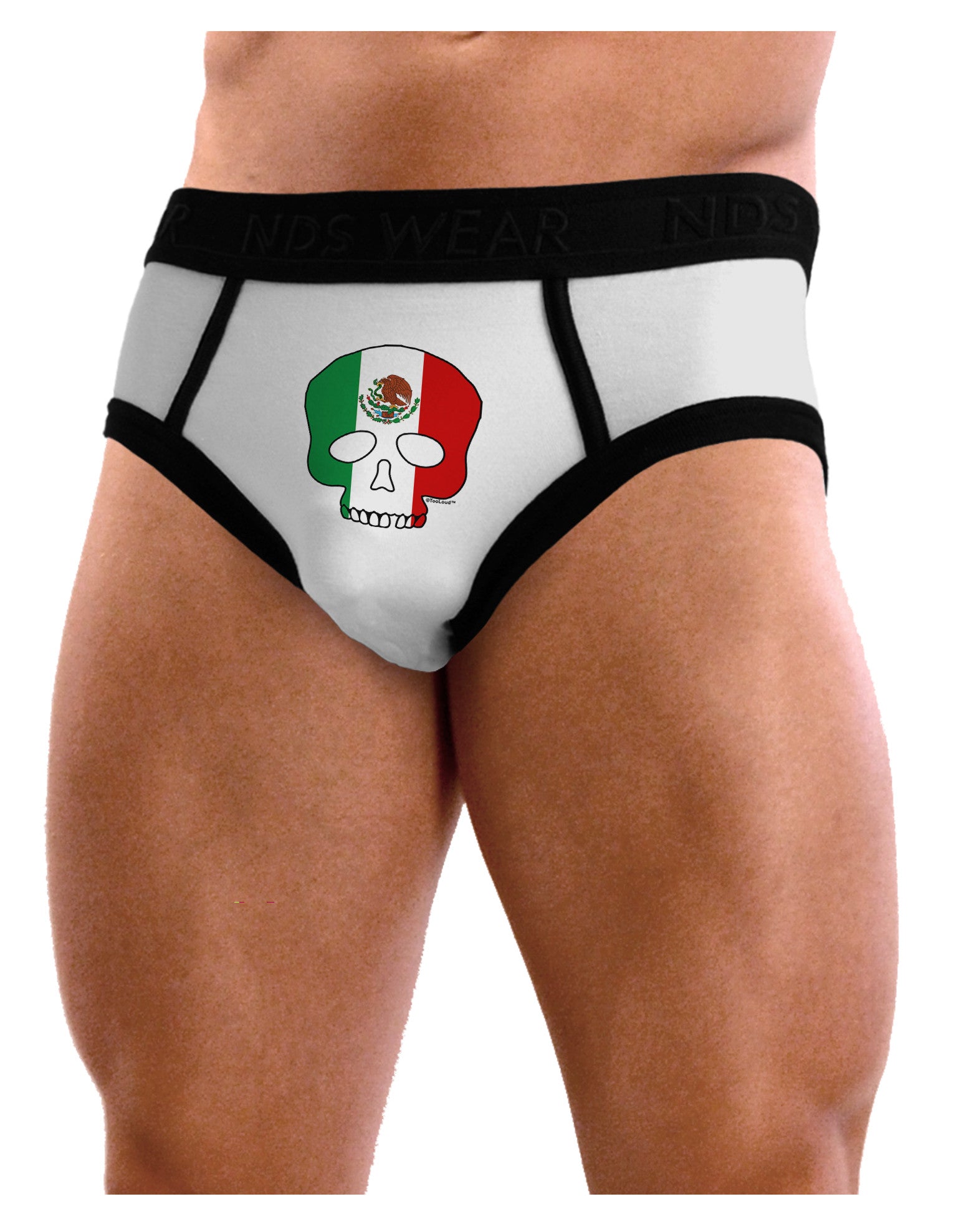 Skull Flag Mexico Mens NDS Wear Briefs Underwear-Mens Briefs-NDS Wear-White-Small-Davson Sales