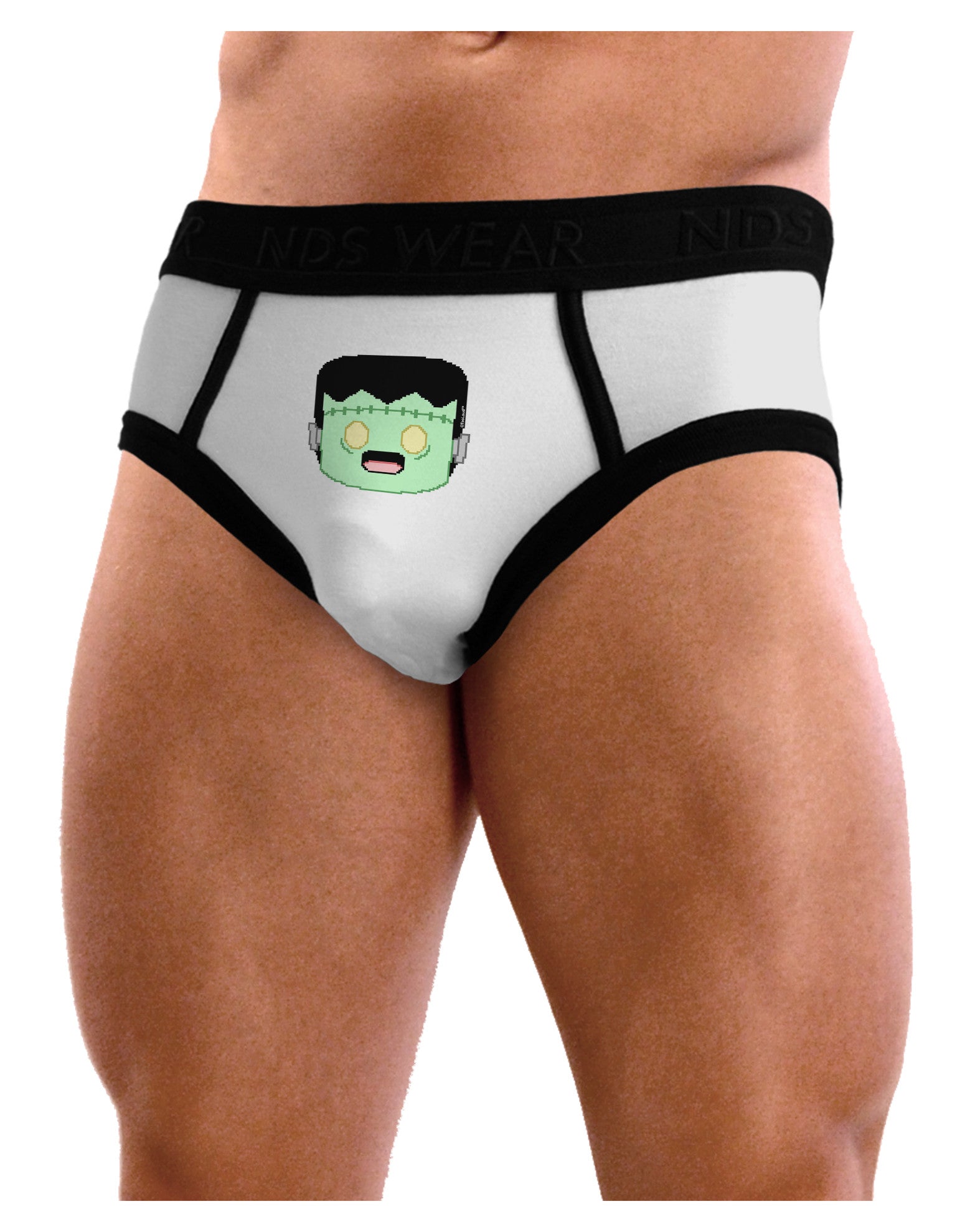 Cute Pixel Monster Mens NDS Wear Briefs Underwear-Mens Briefs-NDS Wear-White-Small-Davson Sales