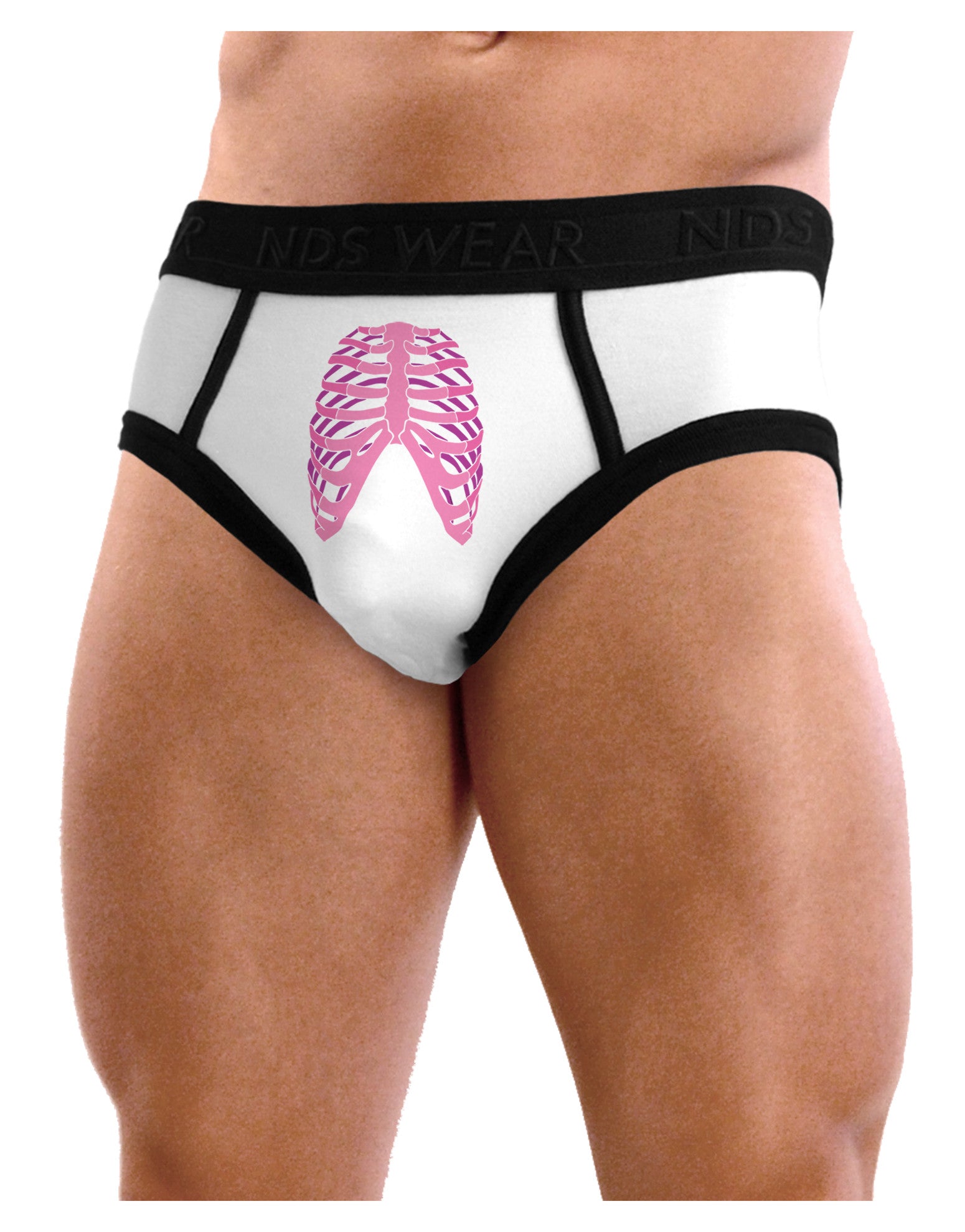 Human Pink Skeleton Bones Ribcage Mens NDS Wear Briefs Underwear-Mens Briefs-NDS Wear-White-Small-Davson Sales
