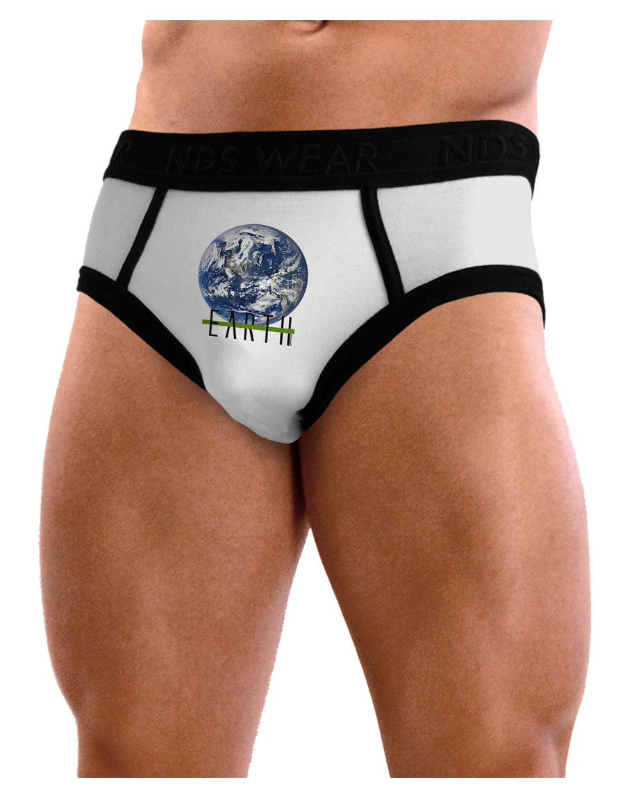 Planet Earth Text Mens NDS Wear Briefs Underwear-Mens Briefs-NDS Wear-White-Small-Davson Sales