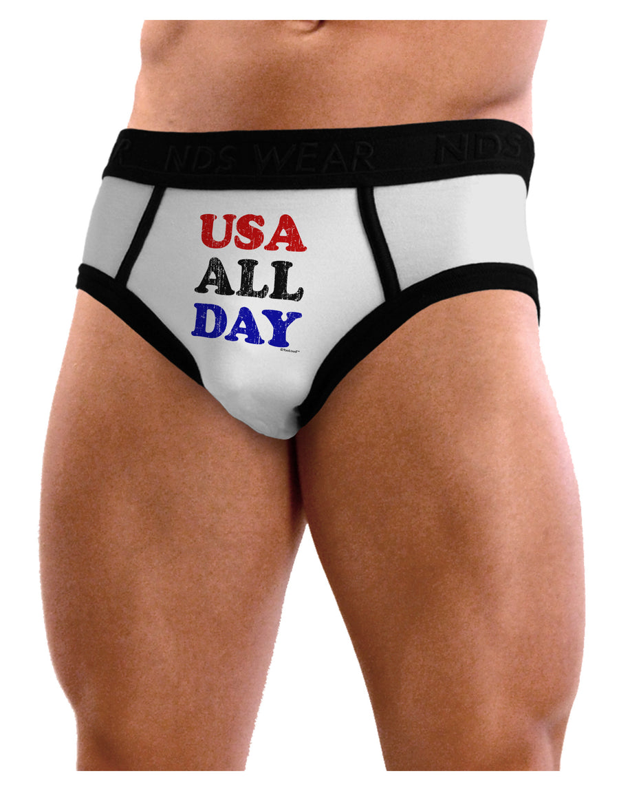 USA All Day - Distressed Patriotic Design Mens NDS Wear Briefs Underwear by TooLoud-Mens Briefs-NDS Wear-White-Small-Davson Sales