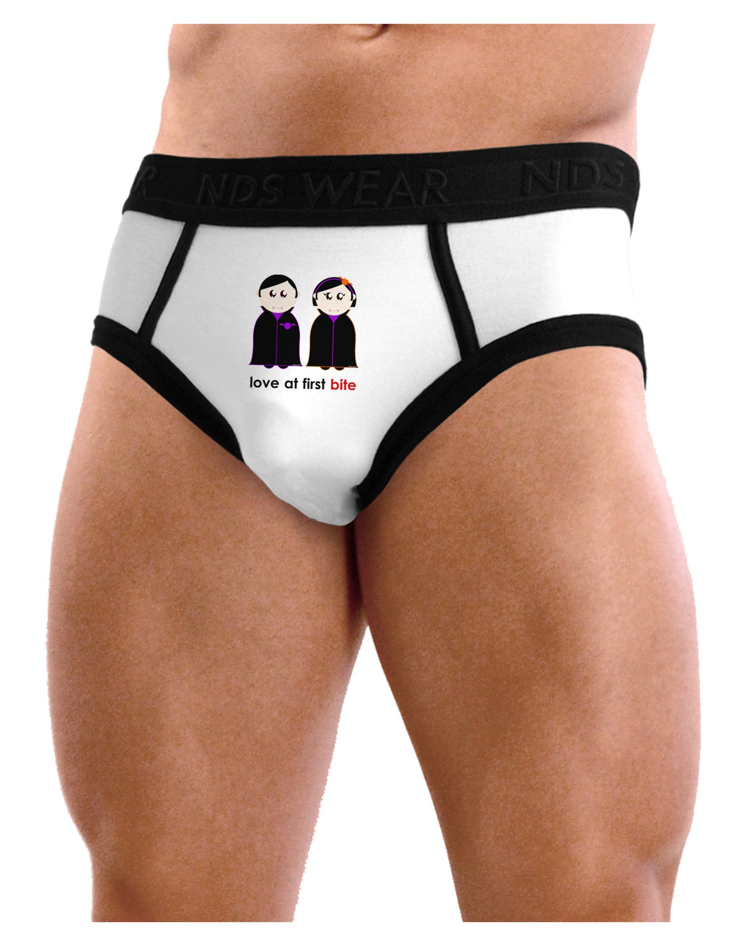 Love at First Bite Vampire Couple Halloween Mens NDS Wear Briefs Underwear-Mens Briefs-NDS Wear-White-Small-Davson Sales